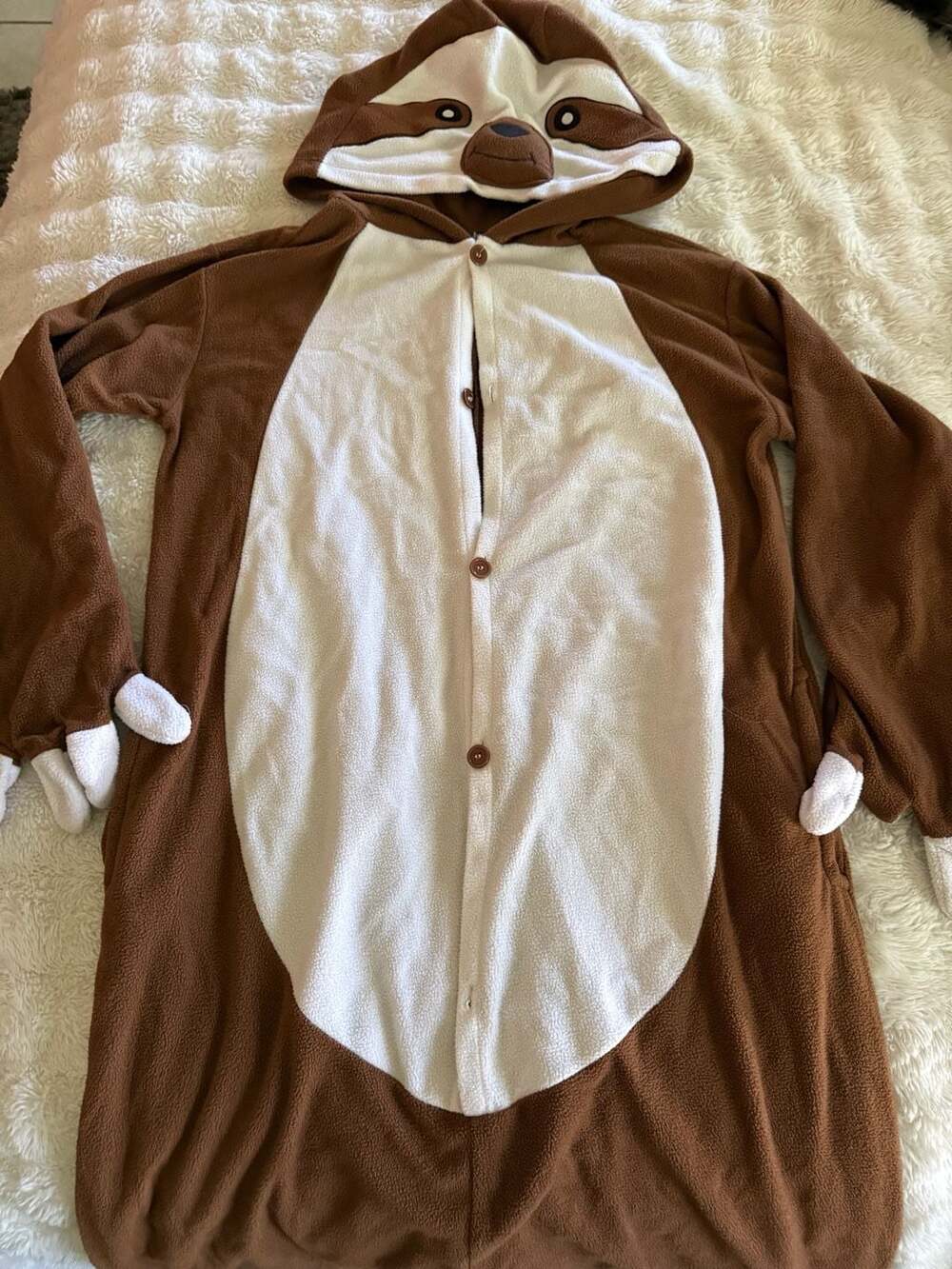 Unbranded Sloth Fleece Onesie Pajamas Size S Brown